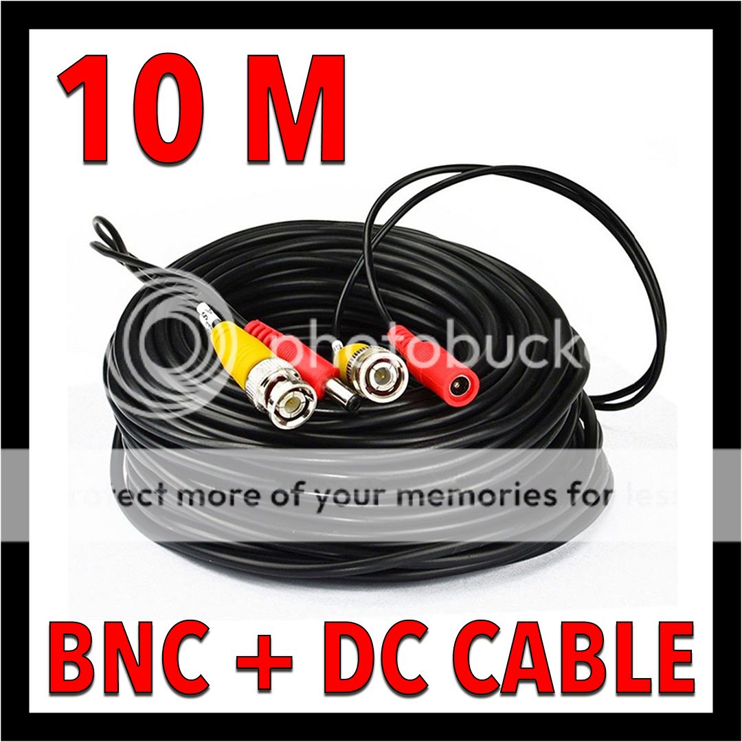 10m BNC Plug & Play Video Power Cable CCTV Security Camera Cord DVR